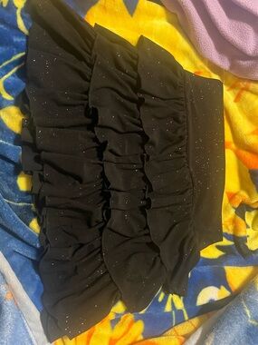 Black Glitter Ruffle Skirt